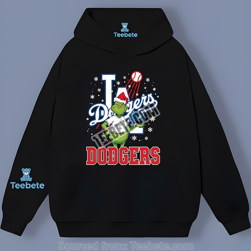 Grinch Holding Los Angeles Dodgers Helmet Graphic Hoodie Grinch Holding Los Angeles Dodgers Helmet Graphic Hoodie