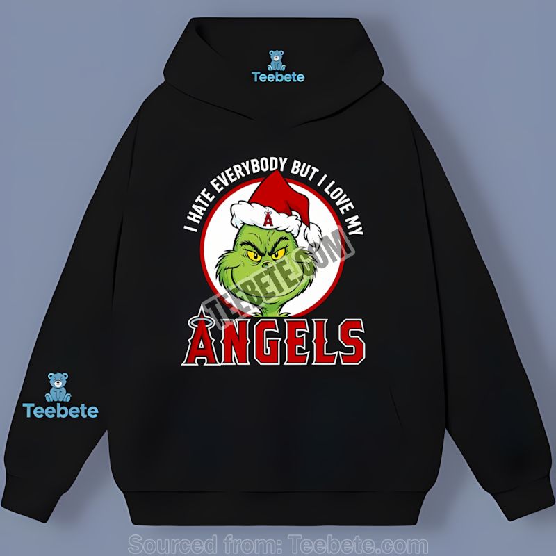 Grinch I Hate Everybody But Love My Los Angeles Angels Hoodie For Sports Fans Grinch I Hate Everybody But Love My Los Angeles Angels Hoodie For Sports Fans