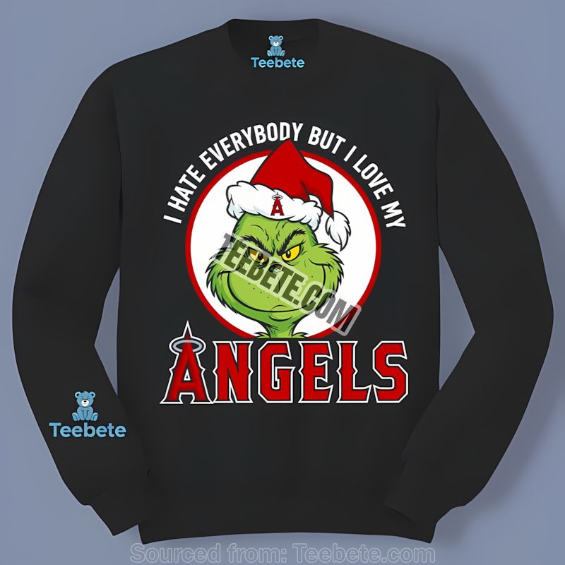 Grinch I Hate Everybody But Love My Los Angeles Angels Long Sleeve For Sports Fans Grinch I Hate Everybody But Love My Los Angeles Angels Long Sleeve For Sports Fans