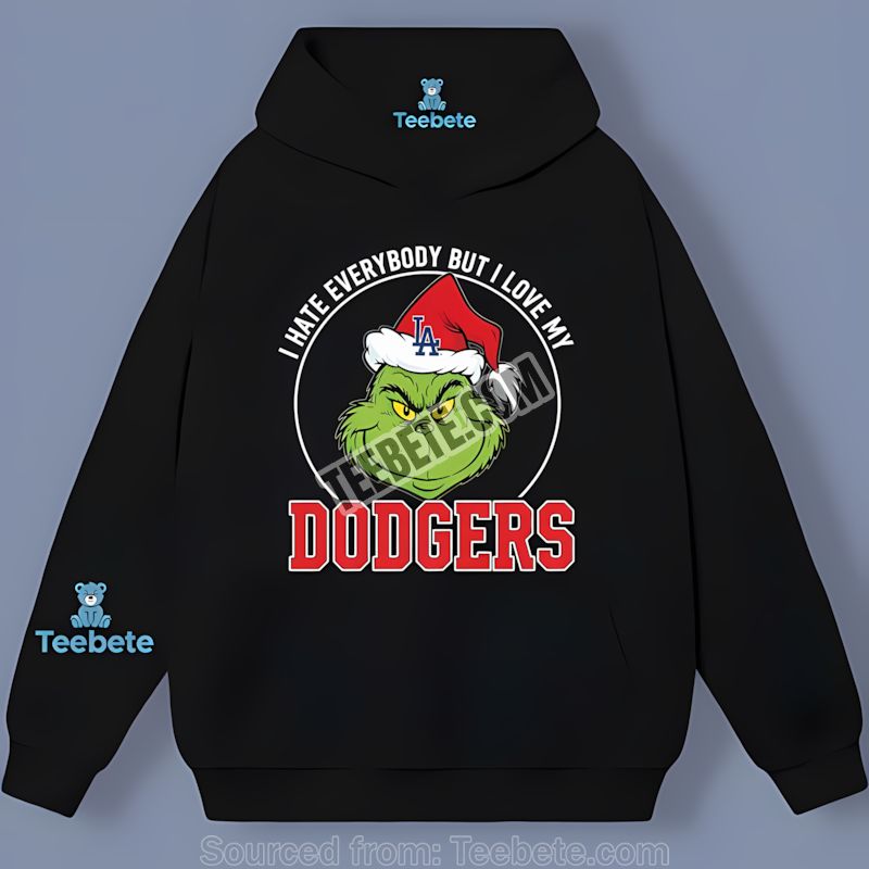 Grinch I Hate Everybody But Love My Los Angeles Dodgers Regular Hoodie Grinch I Hate Everybody But Love My Los Angeles Dodgers Regular Hoodie