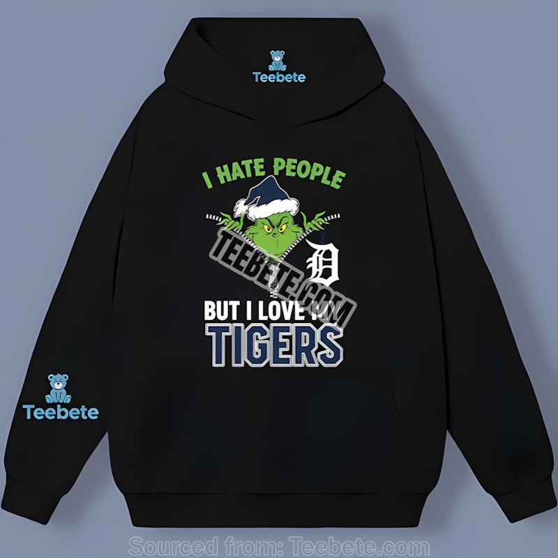 Grinch I Hate People Love Detroit Tigers Retro Hoodie Grinch I Hate People Love Detroit Tigers Retro Hoodie
