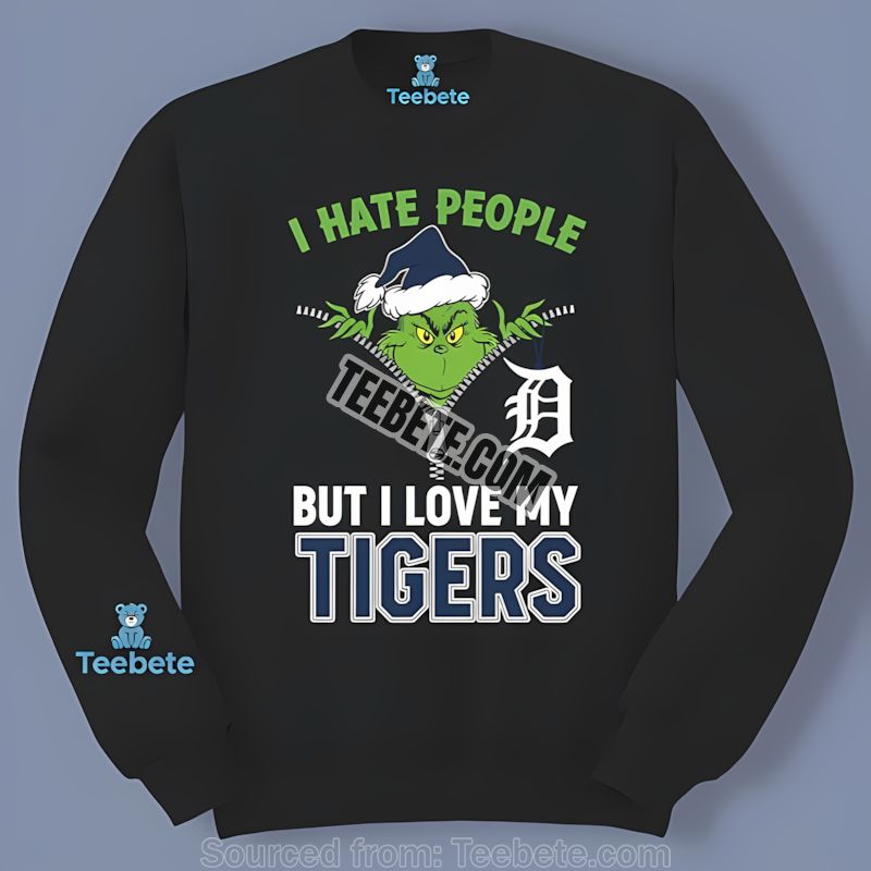 Grinch I Hate People Love Detroit Tigers Retro Long Sleeve Grinch I Hate People Love Detroit Tigers Retro Long Sleeve