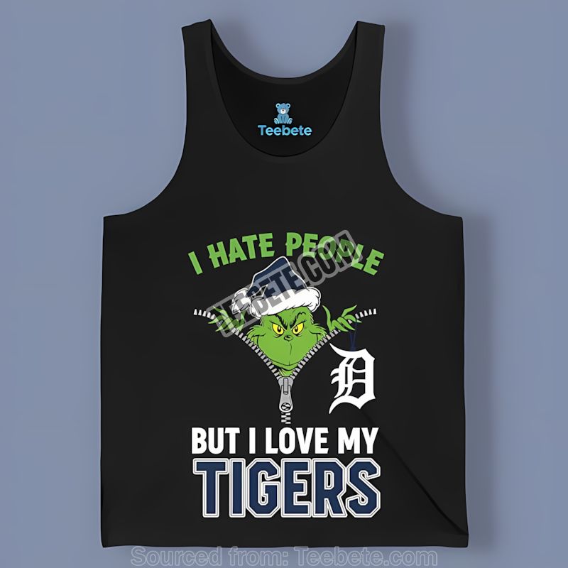 Grinch I Hate People Love Detroit Tigers Retro Tanktop Grinch I Hate People Love Detroit Tigers Retro Tanktop
