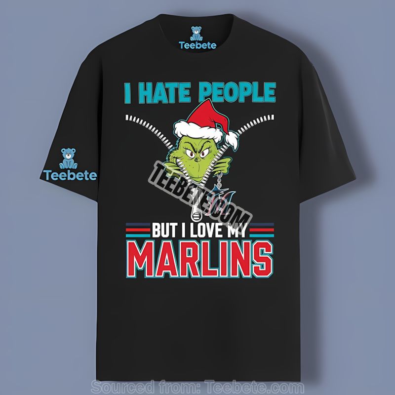 Grinch I Hate People Love My Miami Marlins Cotton Shirt