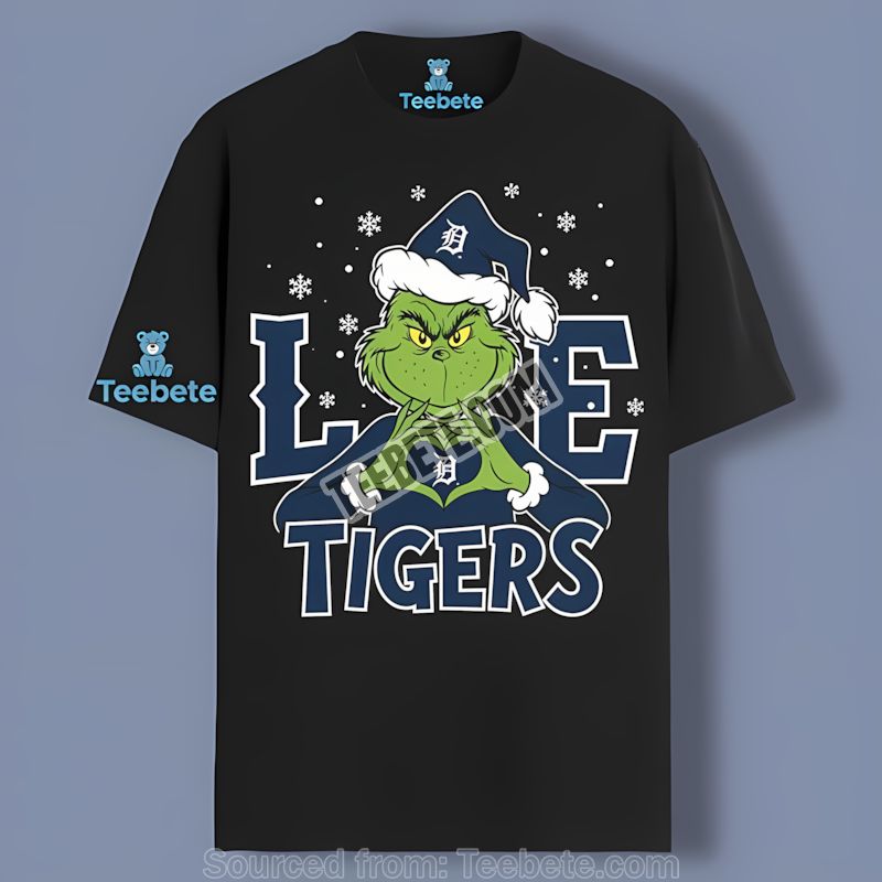 Grinch Love Detroit Tigers Christmas Graphic Shirt