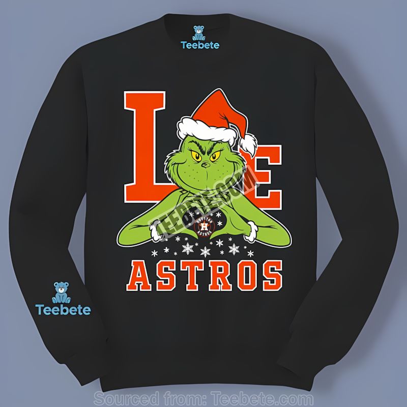 Grinch Love Houston Astros Christmas Graphic Long Sleeve Grinch Love Houston Astros Christmas Graphic Long Sleeve