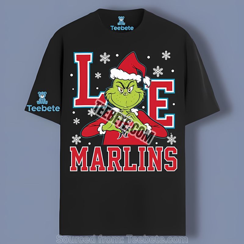Grinch Love Miami Marlins Christmas Color Graphic Shirt