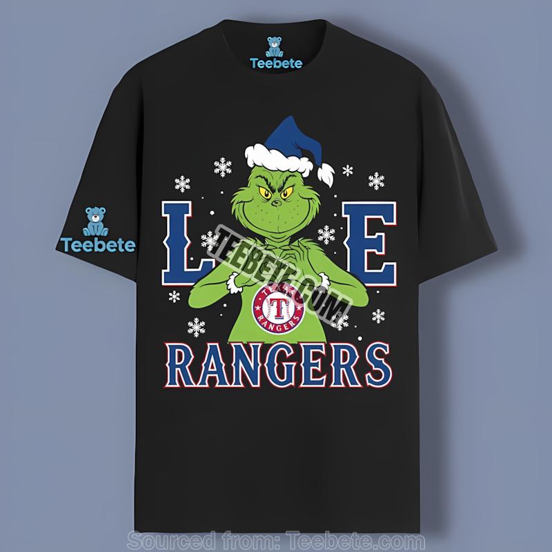 Grinch Love Texas Rangers Christmas Adults Shirt