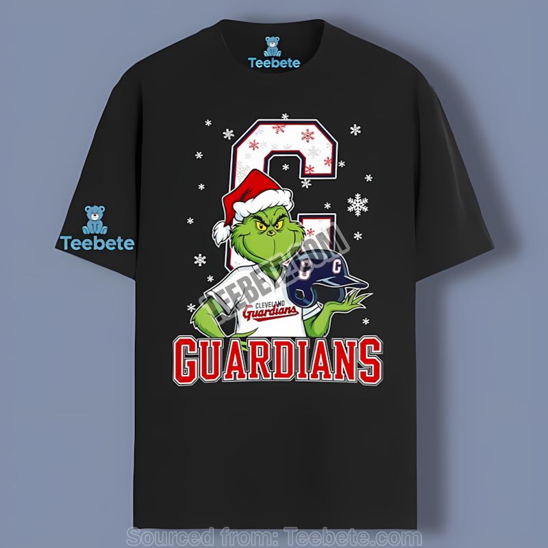 Grinch With Cleveland Guardians Helmet Fan Shirt