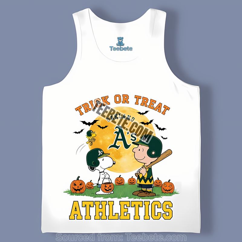 Halloween Trick Or Treat Charlie Brown Snoopy Oakland Athletics Tanktop Halloween Trick Or Treat Charlie Brown Snoopy Oakland Athletics Tanktop