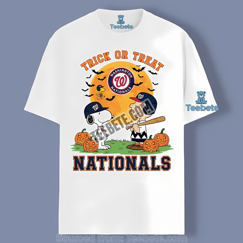 Halloween Trick Or Treat Charlie Brown Snoopy Washington Nationals Color Shirt