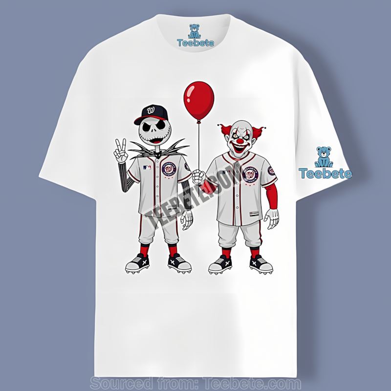 Halloween Washington Nationals Jack Skellington And Pennywise Retro Shirt