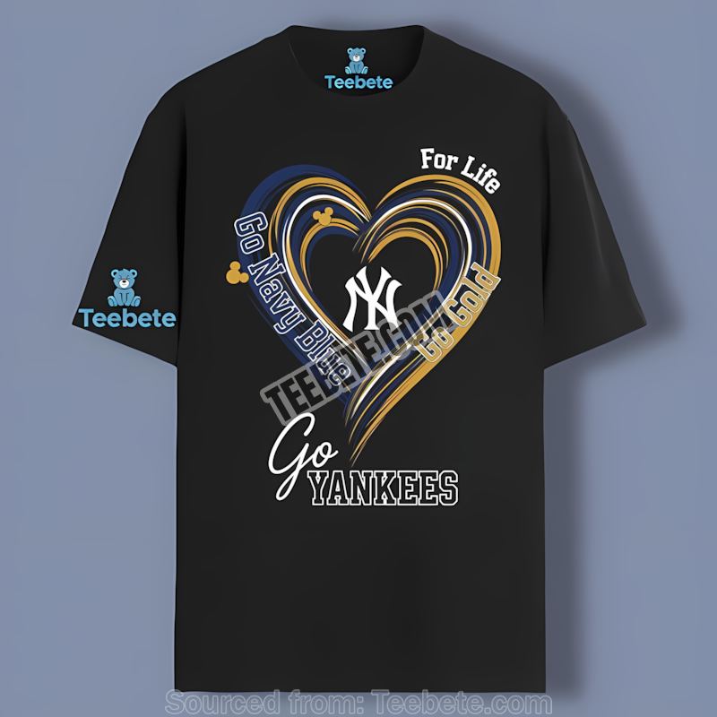 Heart Go Navy New York Yankees Navy Blue Go Gold Trendy Shirt