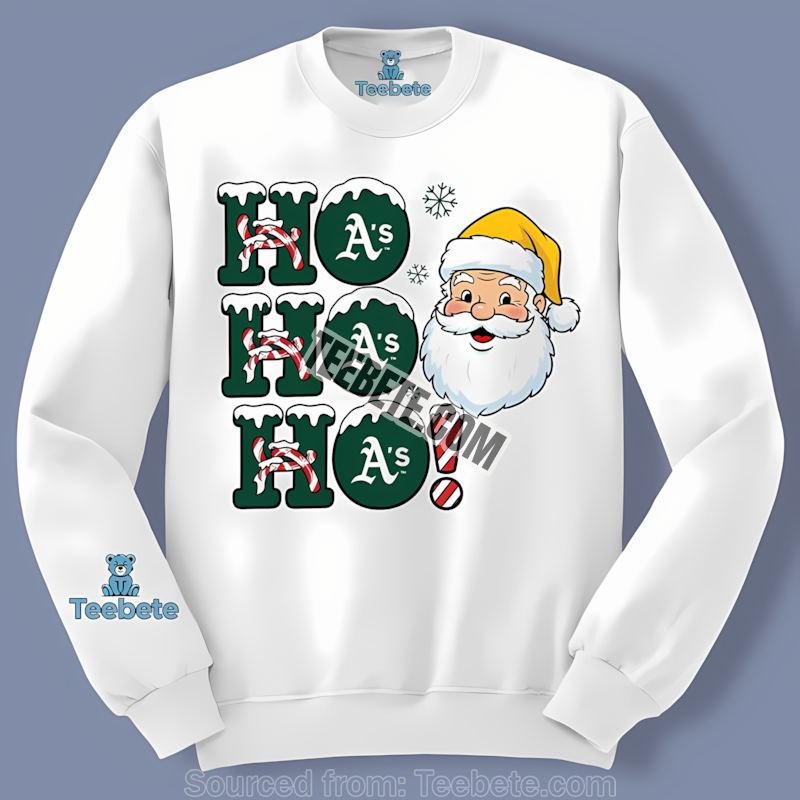 Ho Ho Ho Santa Christmas Oakland Athletics Color Long Sleeve Ho Ho Ho Santa Christmas Oakland Athletics Color Long Sleeve