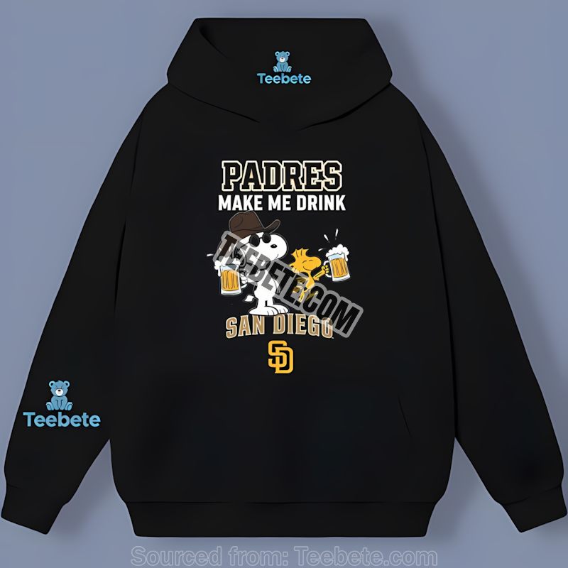Holiday San Diego Padres Snoopy Make Me Drink Trendy Hoodie Holiday San Diego Padres Snoopy Make Me Drink Trendy Hoodie