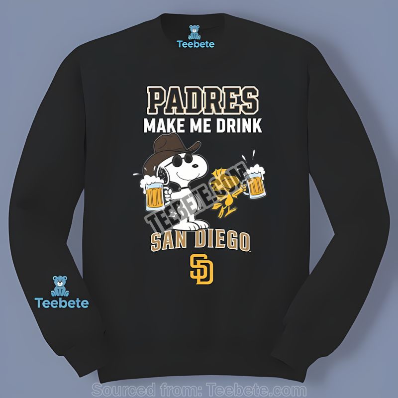 Holiday San Diego Padres Snoopy Make Me Drink Trendy Long Sleeve Holiday San Diego Padres Snoopy Make Me Drink Trendy Long Sleeve