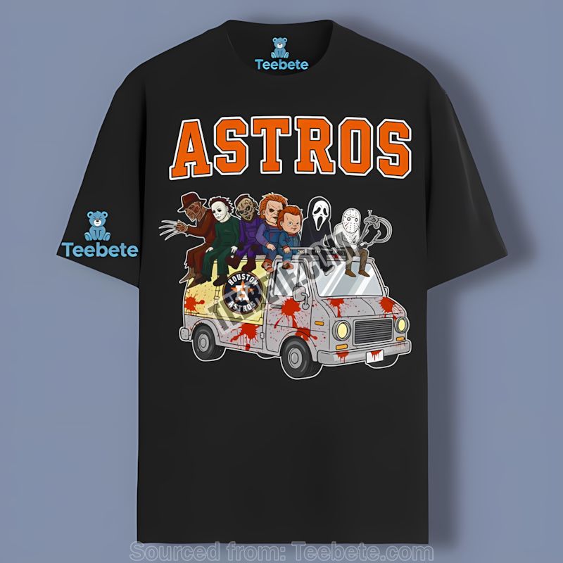 Horror Houston Astros Halloween Characters On Bus Shirt