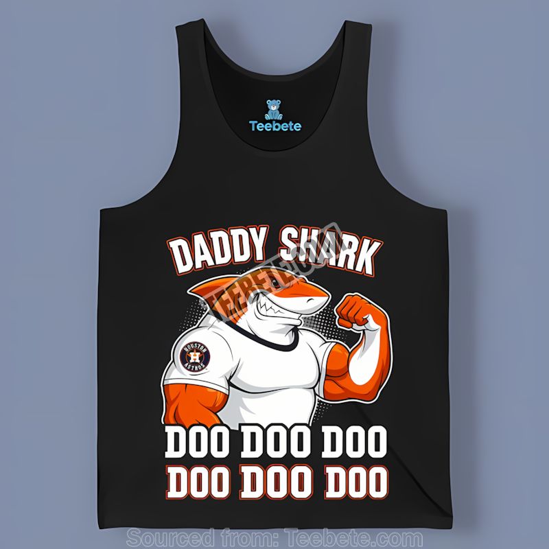 Houston Astros Daddy Shark Doo Doo Baseball Tanktop Houston Astros Daddy Shark Doo Doo Baseball Tanktop