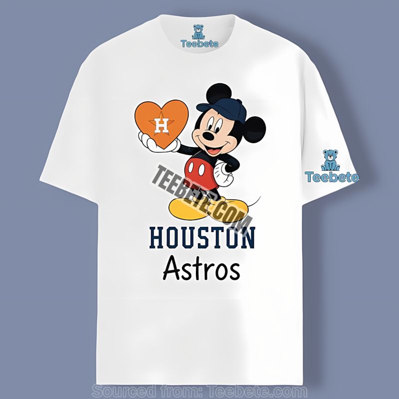 Houston Astros Mickey Heart Love Baseball Shirt