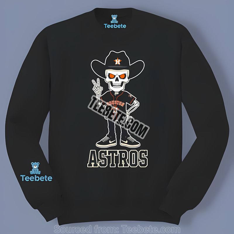 Houston Astros Skeleton Cowboy Halloween Regular Long Sleeve Houston Astros Skeleton Cowboy Halloween Regular Long Sleeve