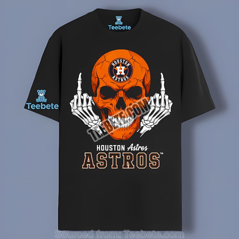 Houston Astros Skull Middle Finger Graphic Fan Shirt
