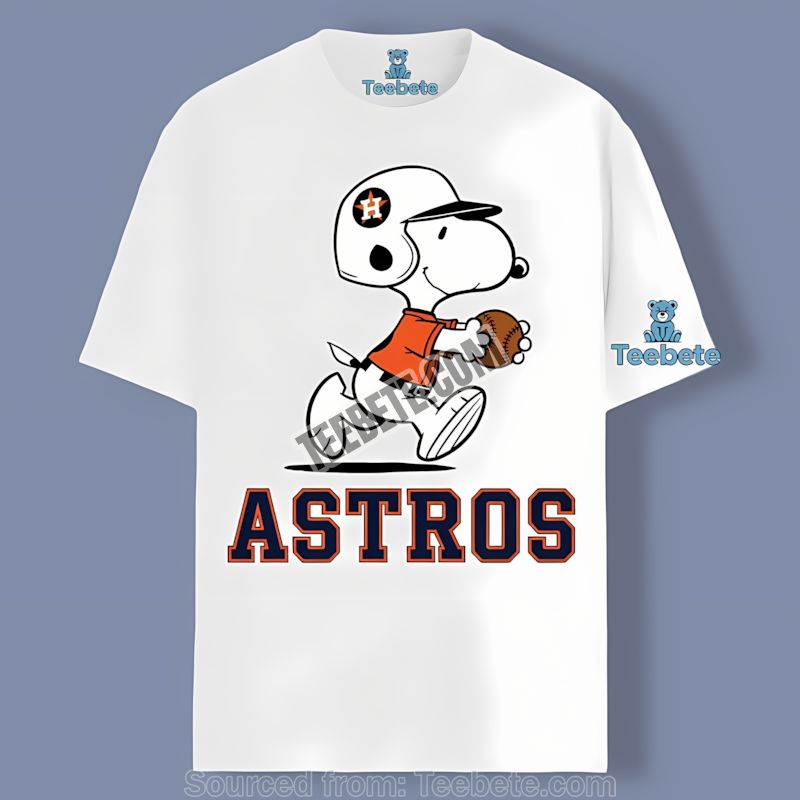 Houston Astros Snoopy Running Baseball Cotton Shirt