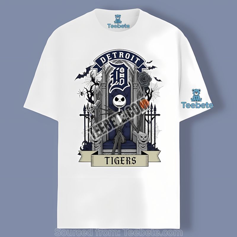 Jack Skellington Detroit Tigers Throne Graphic Shirt