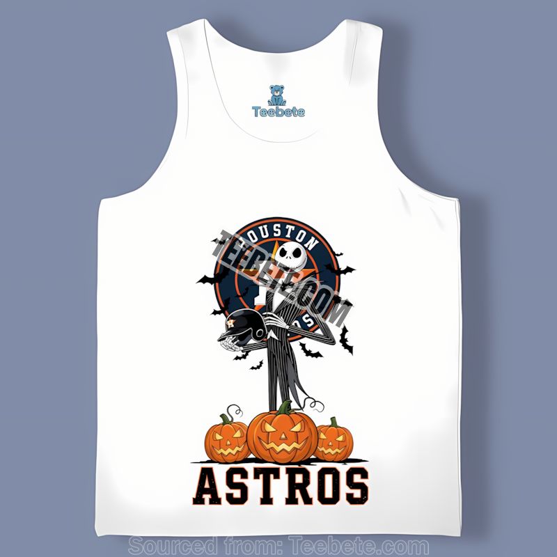 Jack Skellington Houston Astros Halloween Pumpkin Tanktop Jack Skellington Houston Astros Halloween Pumpkin Tanktop