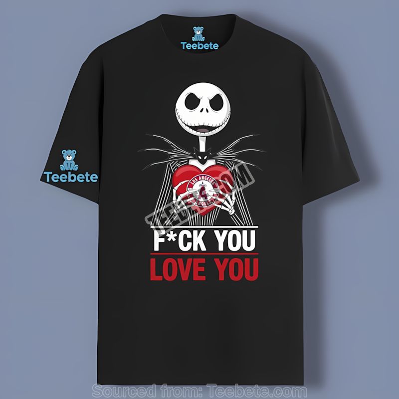 Jack Skellington Los Angeles Angels Heart Shirt For Regular Fan Wear