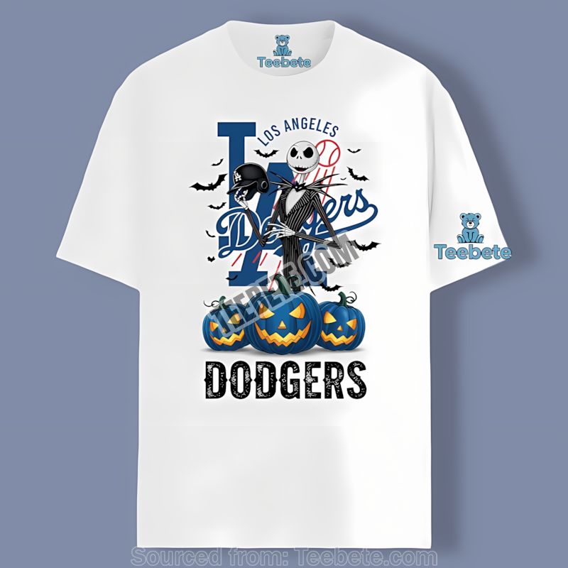 Jack Skellington Los Angeles Dodgers Halloween Pumpkin Cotton Shirt