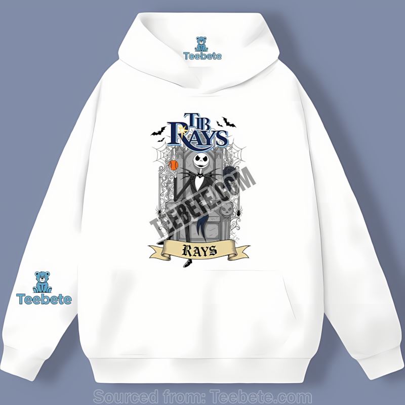 Jack Skellington On Throne Supporting Tampa Bay Rays Cotton Hoodie Jack Skellington On Throne Supporting Tampa Bay Rays Cotton Hoodie
