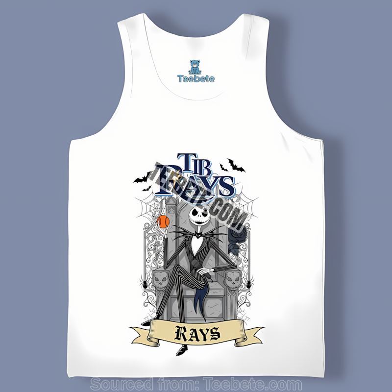 Jack Skellington On Throne Supporting Tampa Bay Rays Cotton Tanktop Jack Skellington On Throne Supporting Tampa Bay Rays Cotton Tanktop