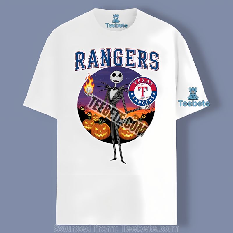 Jack Skellington Texas Rangers Halloween Retro Shirt