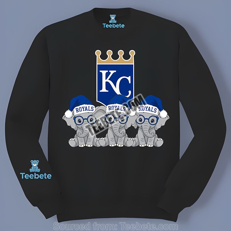 Kansas City Royals Christmas Elephants Holiday Themed Long Sleeve Kansas City Royals Christmas Elephants Holiday Themed Long Sleeve