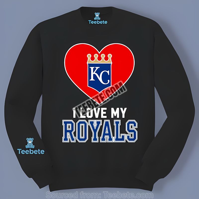 Kansas City Royals I Love My Royals Heart Retro Fan Long Sleeve Kansas City Royals I Love My Royals Heart Retro Fan Long Sleeve