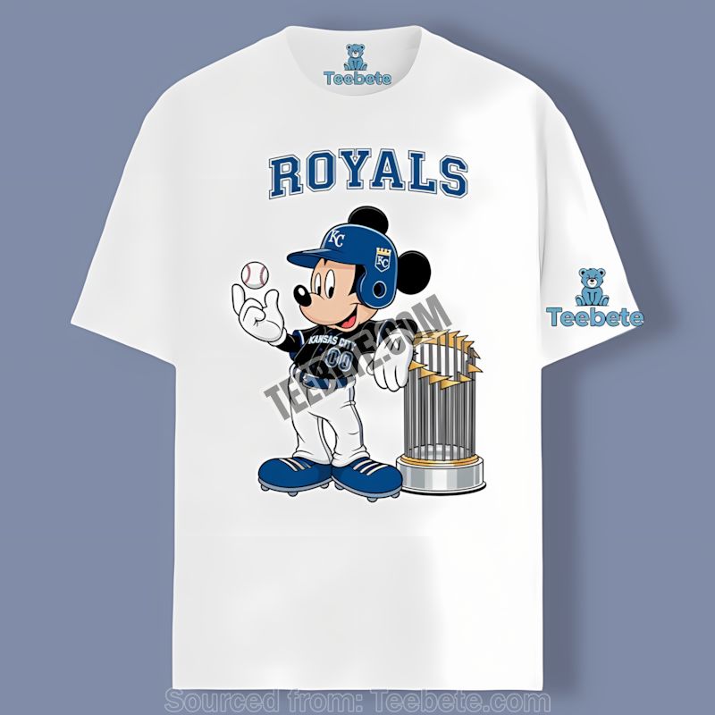 Kansas City Royals Mickey With Baseball Bat Cartoon Graphic Shirt