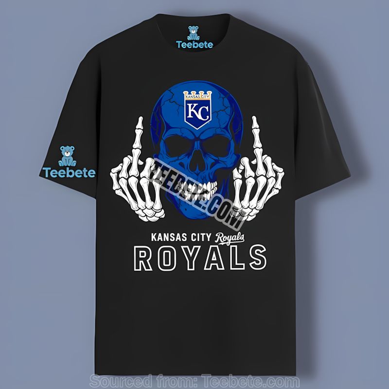 Kansas City Royals Skull Middle Finger Graphic Cotton Shirt