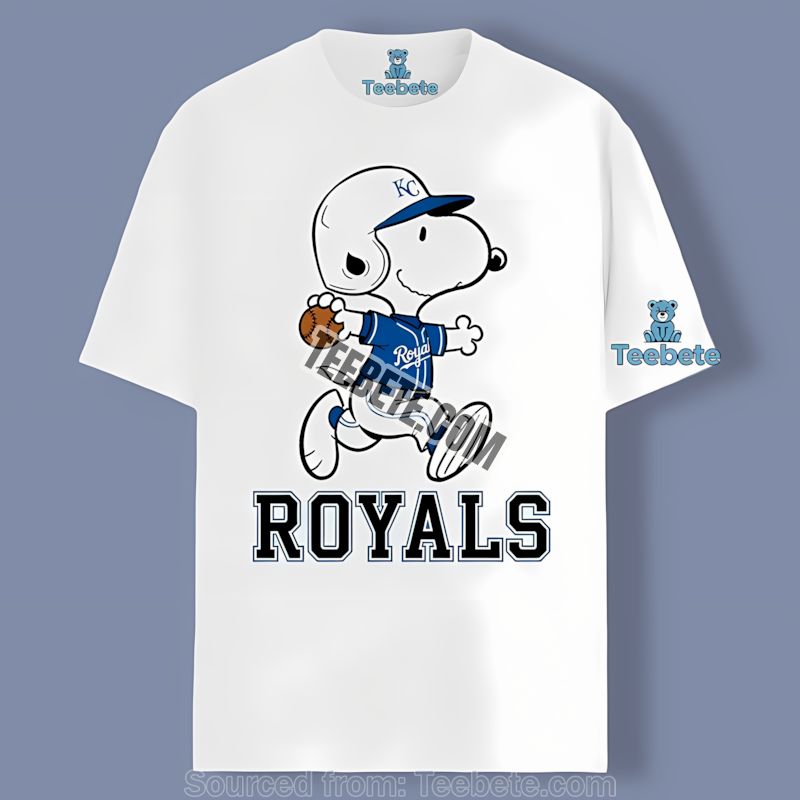 Kansas City Royals Snoopy Running With Baseball Shirt