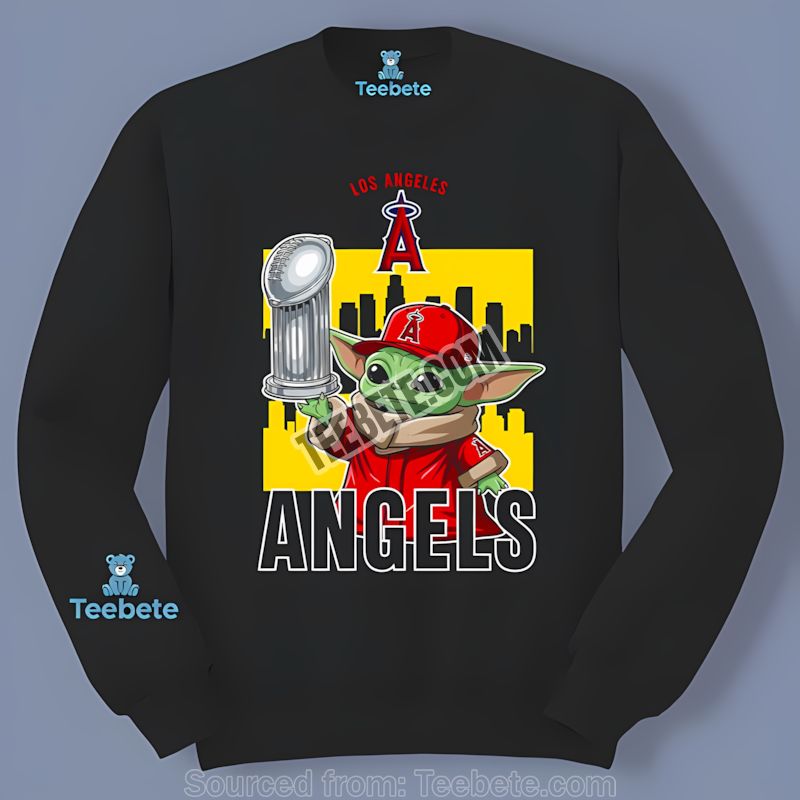 Los Angeles Angels Baby Yoda World Series Trophy Long Sleeve Vintage Style Los Angeles Angels Baby Yoda World Series Trophy Long Sleeve Vintage Style