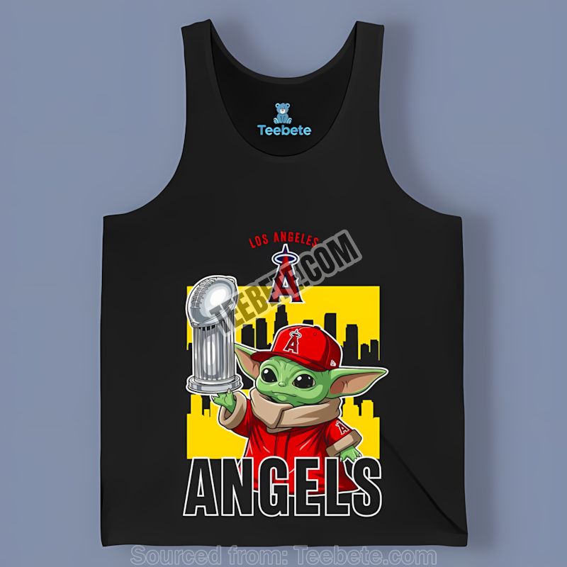Los Angeles Angels Baby Yoda World Series Trophy Tanktop Vintage Style Los Angeles Angels Baby Yoda World Series Trophy Tanktop Vintage Style