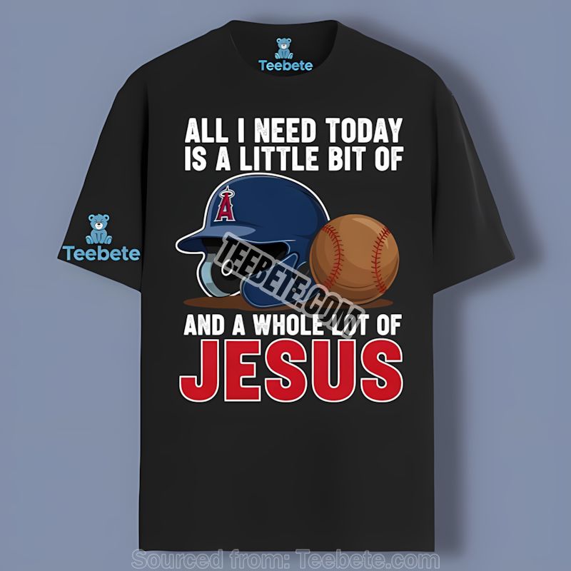 Los Angeles Angels Baseball And Jesus Shirt In Full Color Design