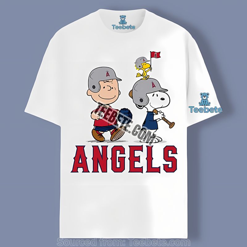 Los Angeles Angels Charlie Brown Snoopy Playing Shirt Colorful Fan