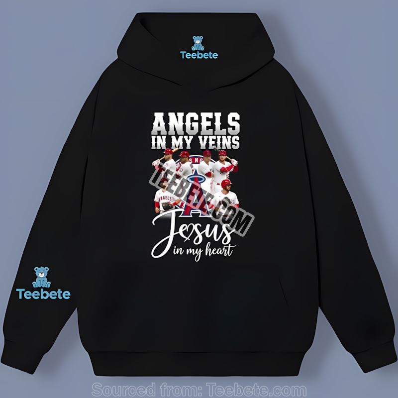Los Angeles Angels In My Veins Jesus In My Heart Hoodie Trendy Faith Los Angeles Angels In My Veins Jesus In My Heart Hoodie Trendy Faith