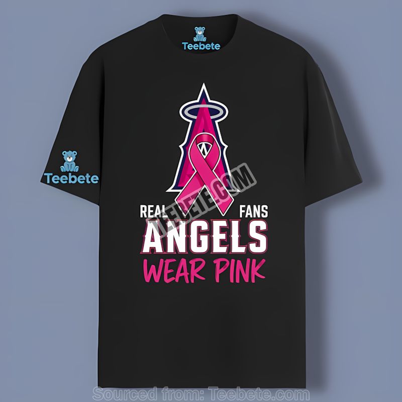 Los Angeles Angels Real Fans Wear Pink Shirt With Graphic Awareness