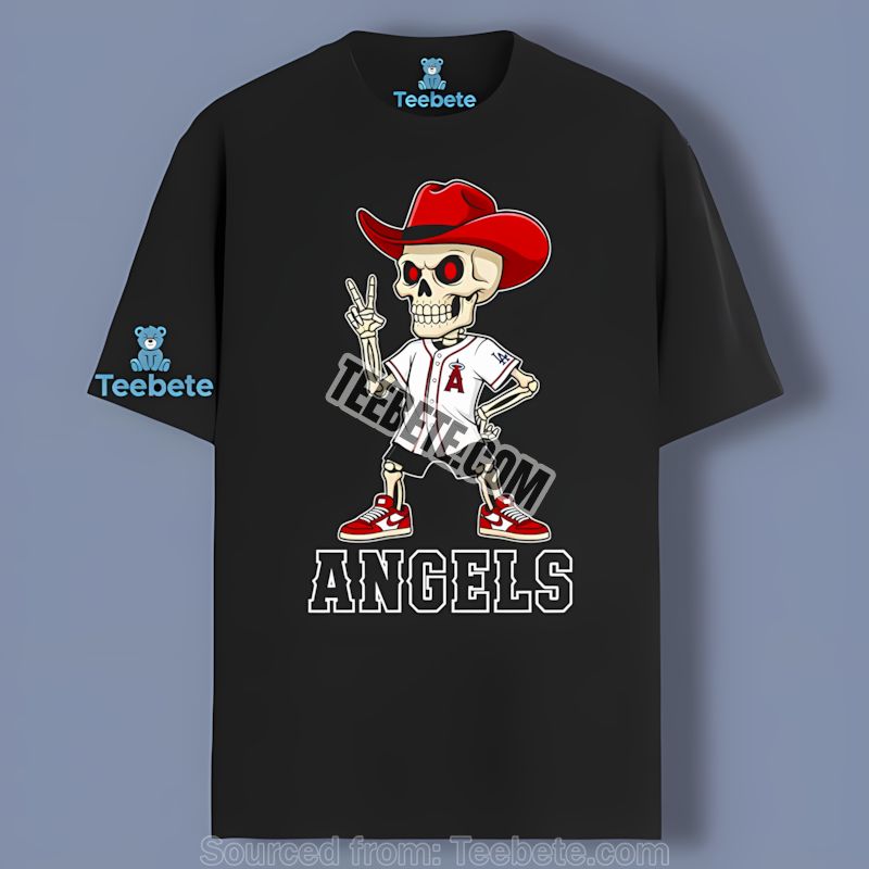 Los Angeles Angels Skeleton Cowboy Shirt With Full Color Fan Style