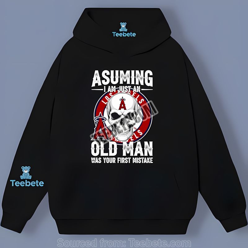 Los Angeles Angels Skull Assuming Im Just An Old Man Hoodie Vintage Los Angeles Angels Skull Assuming Im Just An Old Man Hoodie Vintage