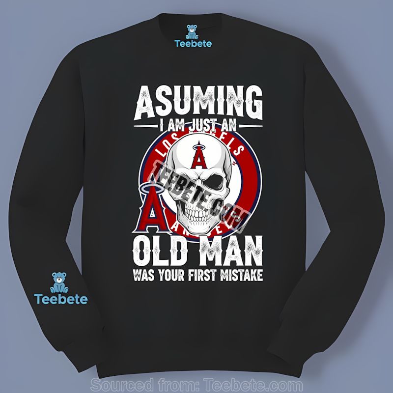 Los Angeles Angels Skull Assuming Im Just An Old Man Long Sleeve Vintage Los Angeles Angels Skull Assuming Im Just An Old Man Long Sleeve Vintage