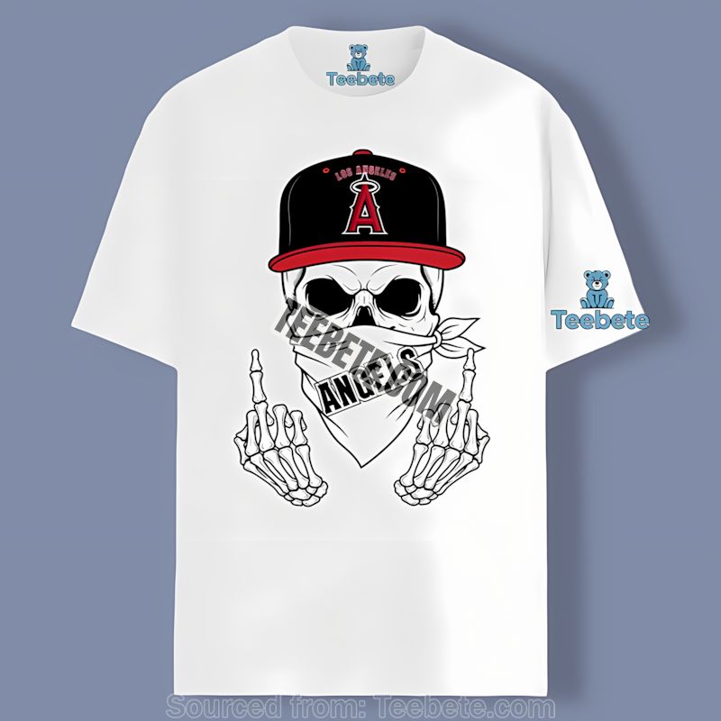 Los Angeles Angels Skull Bandana Shirt Regular Fit For Baseball Fans