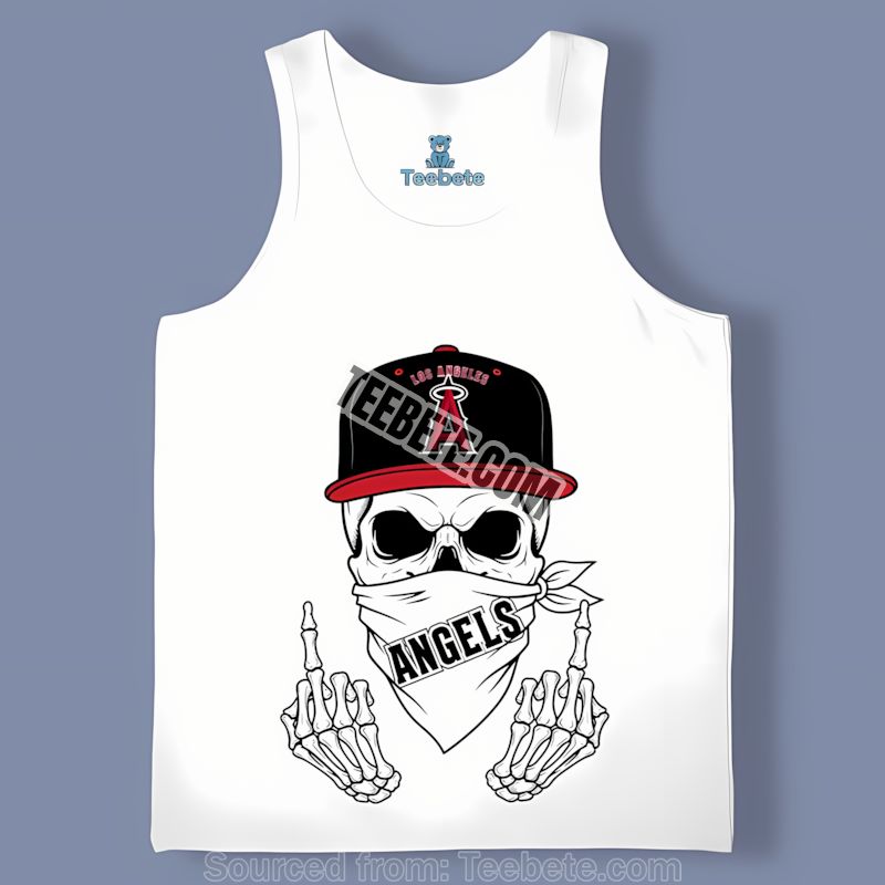 Los Angeles Angels Skull Bandana Tanktop Regular Fit For Baseball Fans Los Angeles Angels Skull Bandana Tanktop Regular Fit For Baseball Fans