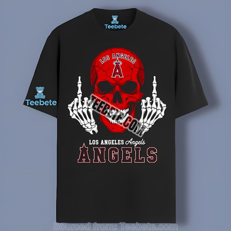 Los Angeles Angels Skull Middle Finger Shirt Graphic Fan Design